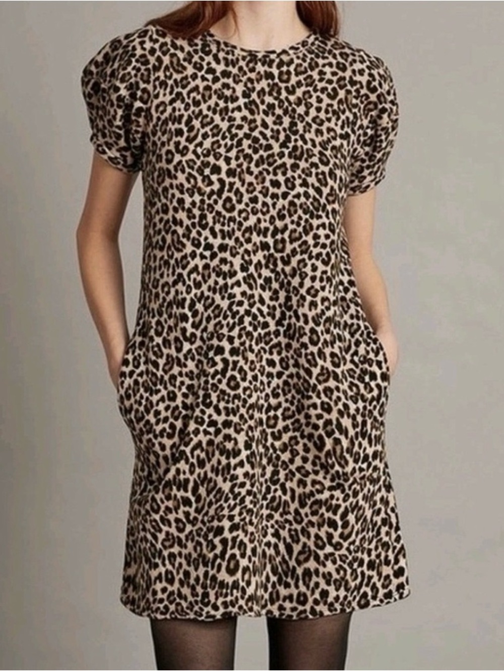 Velvet by Graham & Spencer Leopard Puff Sleeve Mini Dress XS